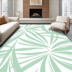 Pale Green Leafy Abstract Pattern Rug