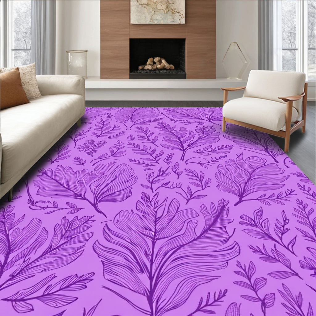 Amethyst Floral Outline Composition Rug