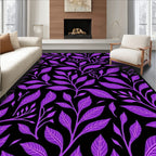 Vibrant Purple Leafy Vine Artwork Rug