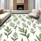 Botanical Leaf Blossom Pattern Rug