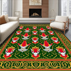 Green Red Yellow Character Border Rug