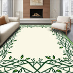 Ornate Green Vine Border Design Rug