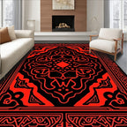 Bold Red Black Ornamental Design Rug