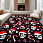 Jolly Skull Candy Cane Snowflakes Rug