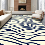 Abstract Navy Blue Wavy Lines Rug
