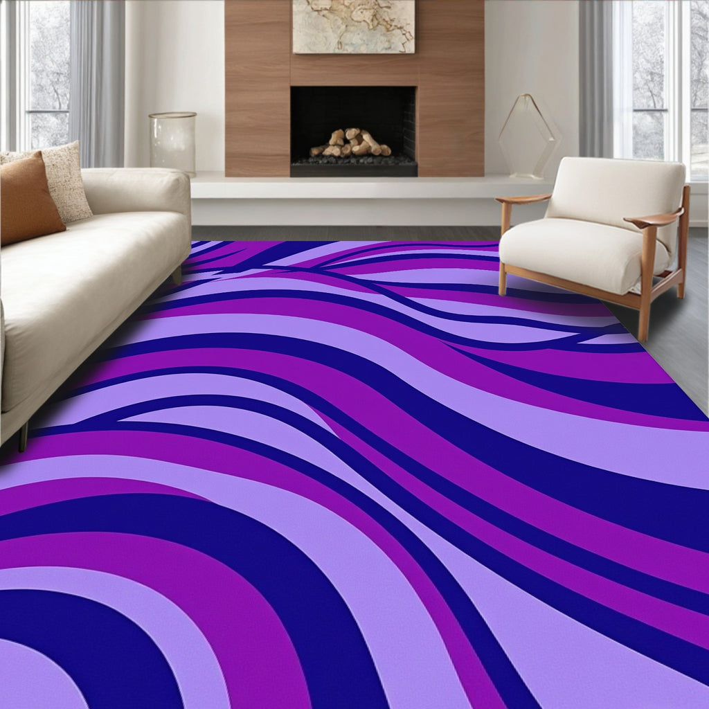 Bold Purple Wave Pattern Rug