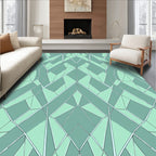 Mint Geometric Linear Pattern Rug