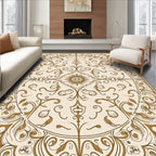 Floral Scrollwork Cream Bronze Pattern Rug