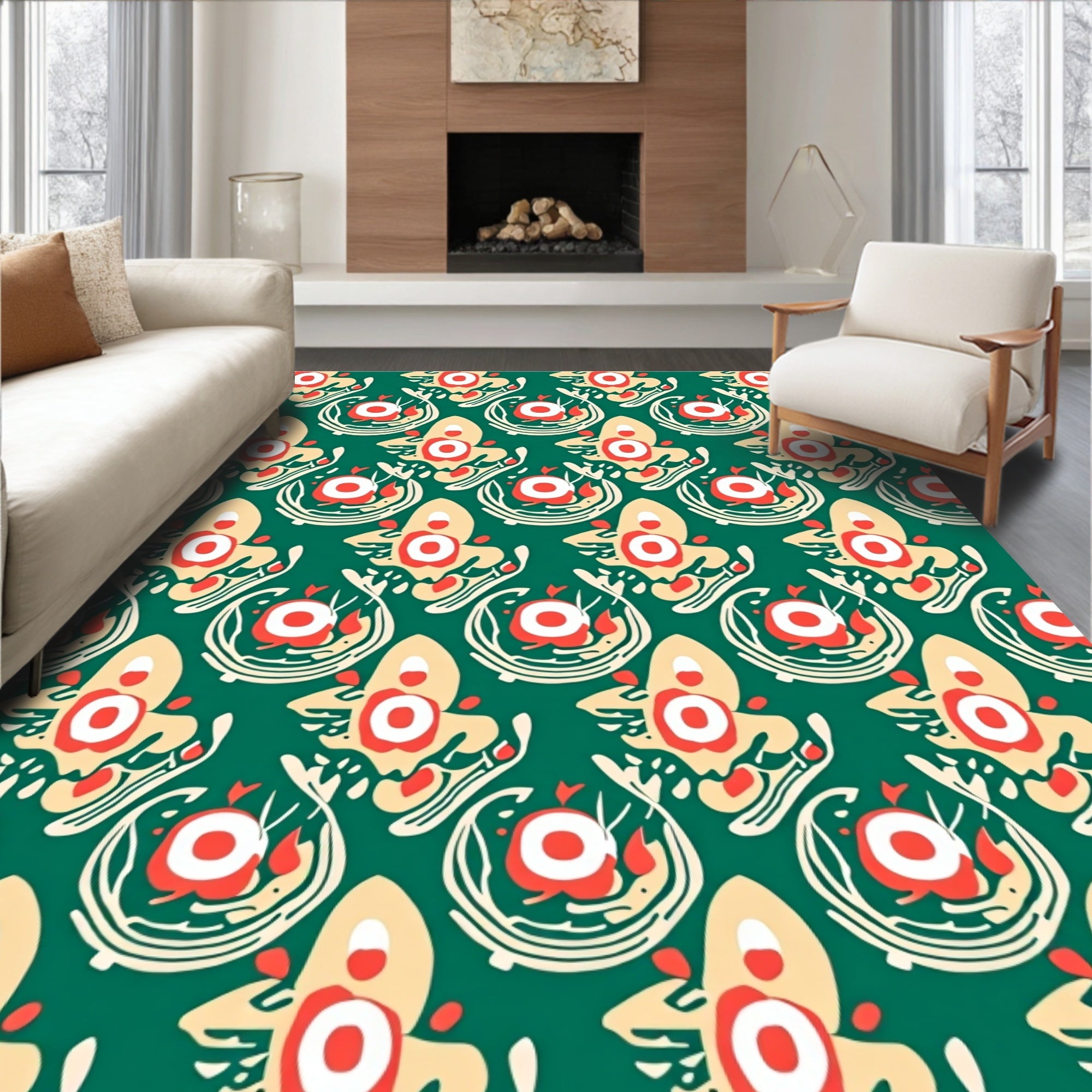 Abstract Floral Whimsical Pattern Rug