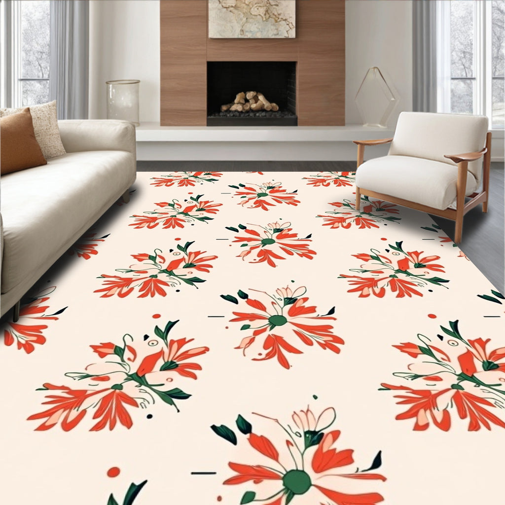 Whimsical Floral Pattern Rug