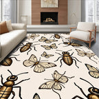 Antique Insects Butterflies Cream Rug