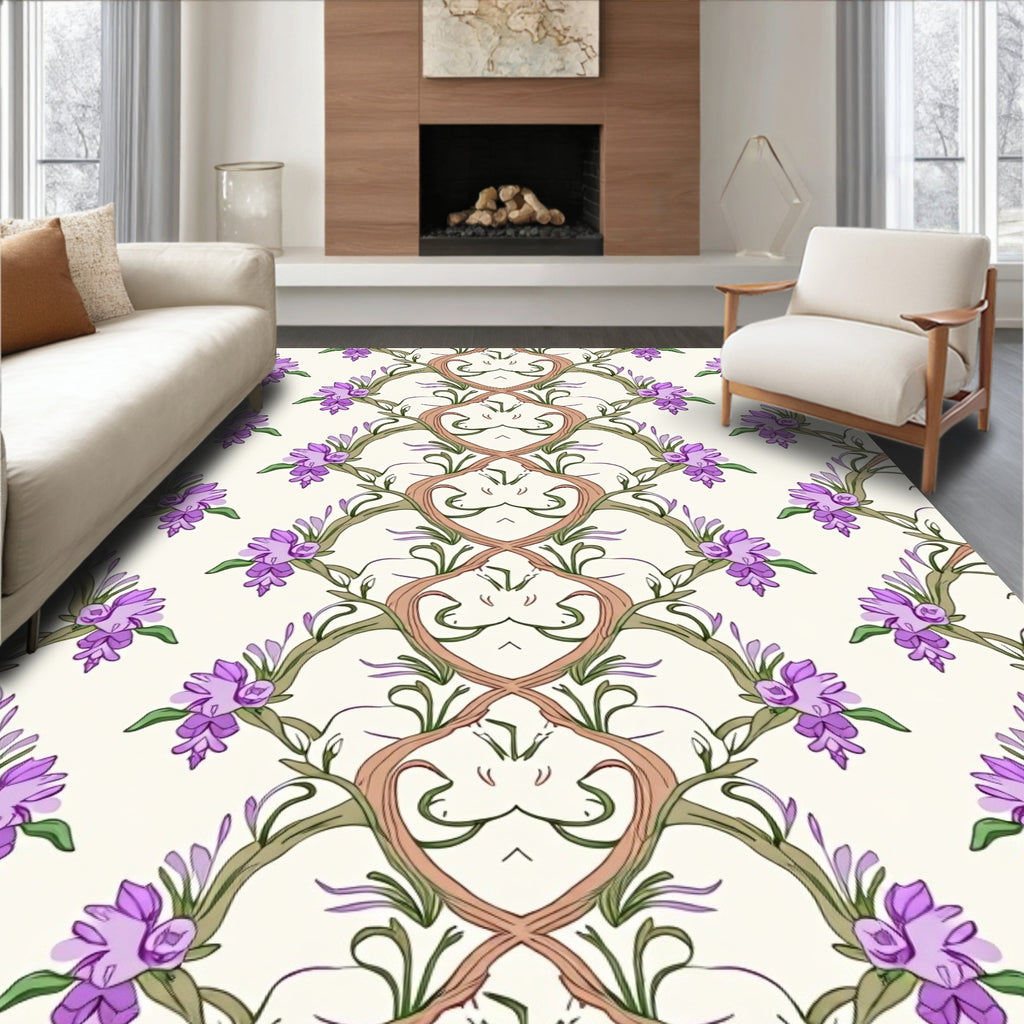 Flowering Vine Art Nouveau Pattern Rug