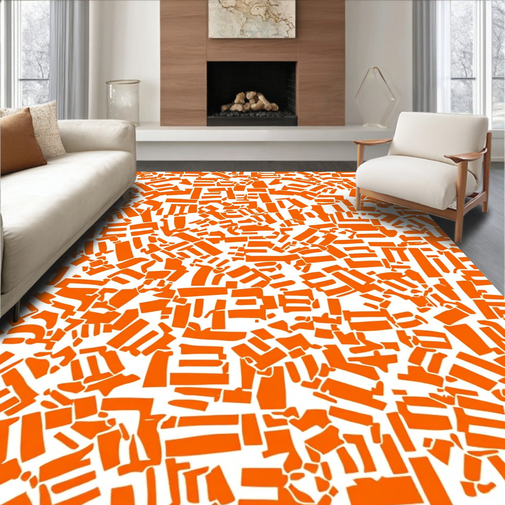 Abstract Orange Shapes Pattern Rug