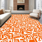 Abstract Orange Shapes Pattern Rug