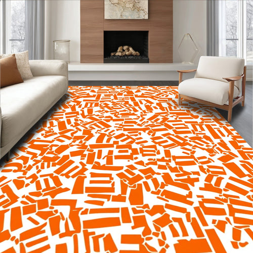 Abstract Orange Shapes Pattern Rug