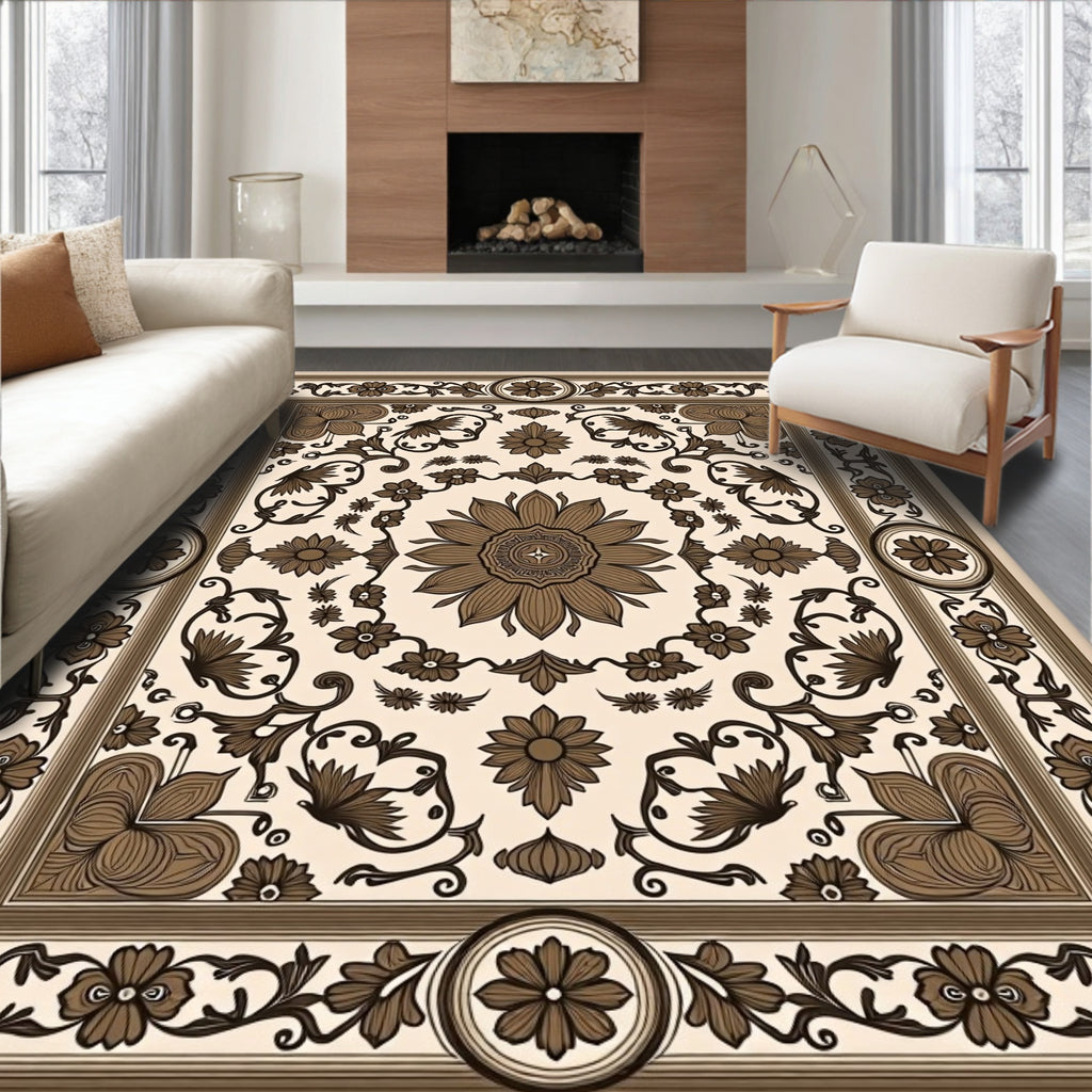Intricate Floral Vine Symmetry Rug