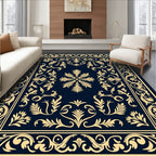 Elegant Floral Scroll Patterned Rug