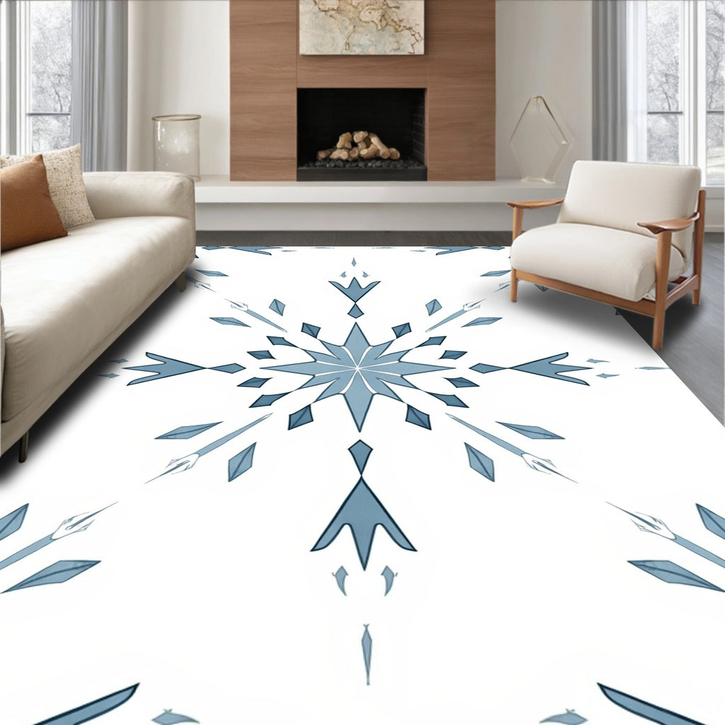 Cool Gray Snowflake Starburst Rug