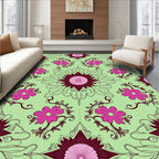 Vibrant Fuchsia Floral Medallion Composition Rug
