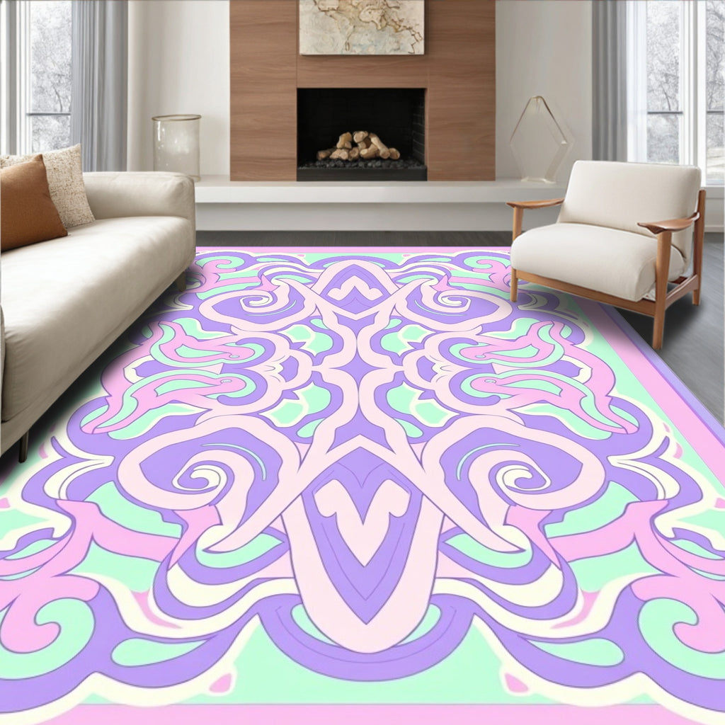 Pastel Floral Swirls Pattern Rug