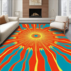 Vibrant Sunburst Abstract Psychedelic Rug