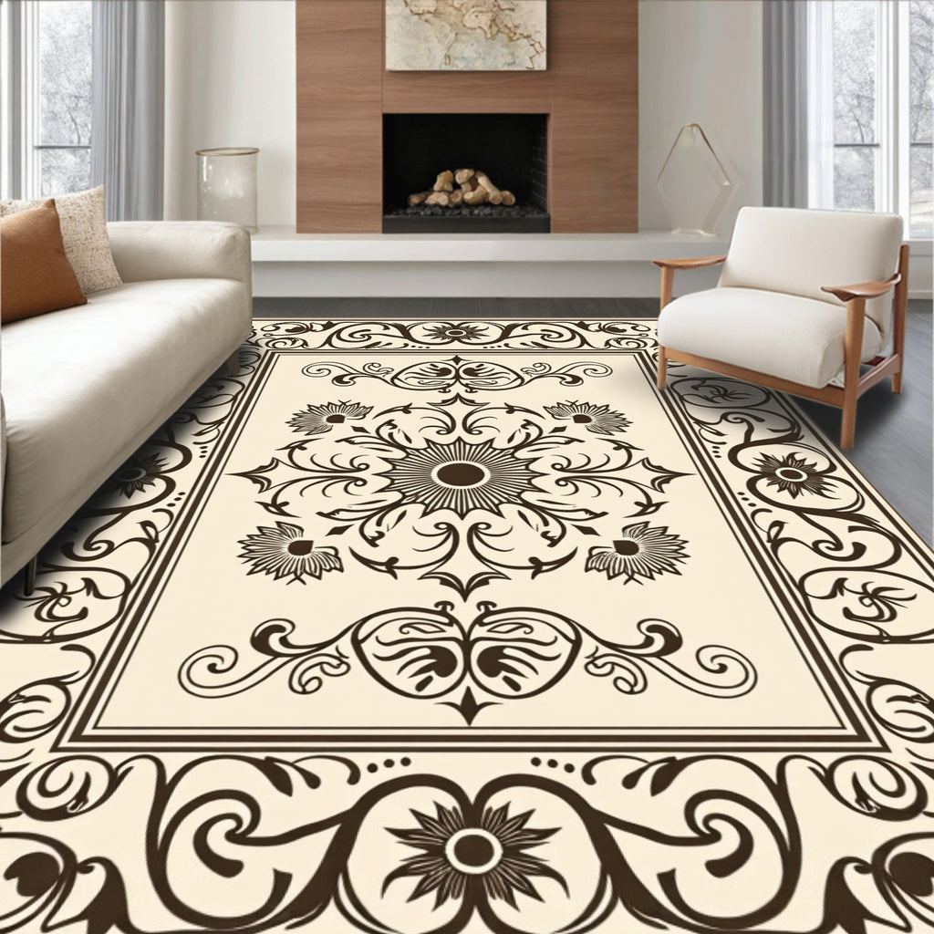 Ornate Floral Scrollwork Design Rug