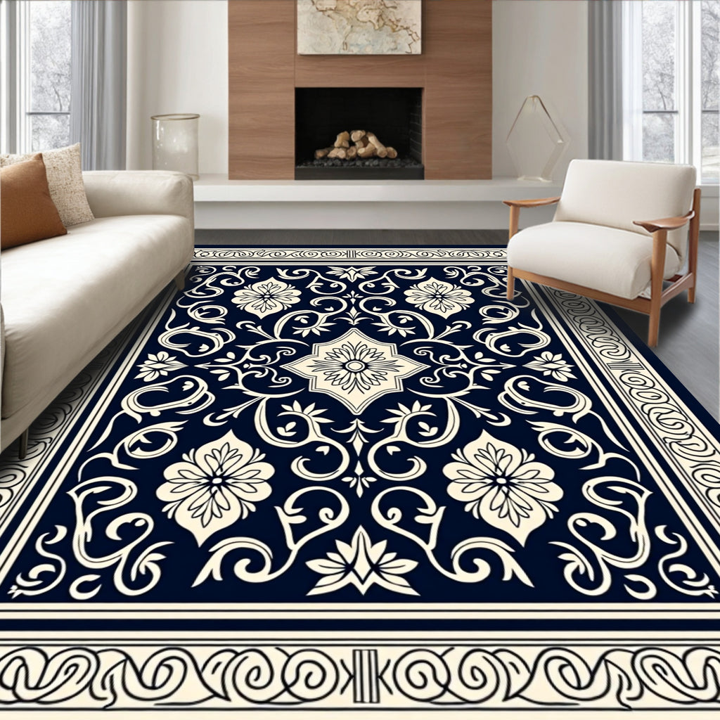 Classic Floral Scrollwork Damask Rug