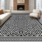 Intricate Celtic Knot Black White Pattern Rug