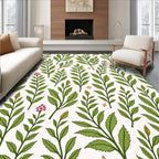 Green Leaf and Berry Botanical Pattern Rug