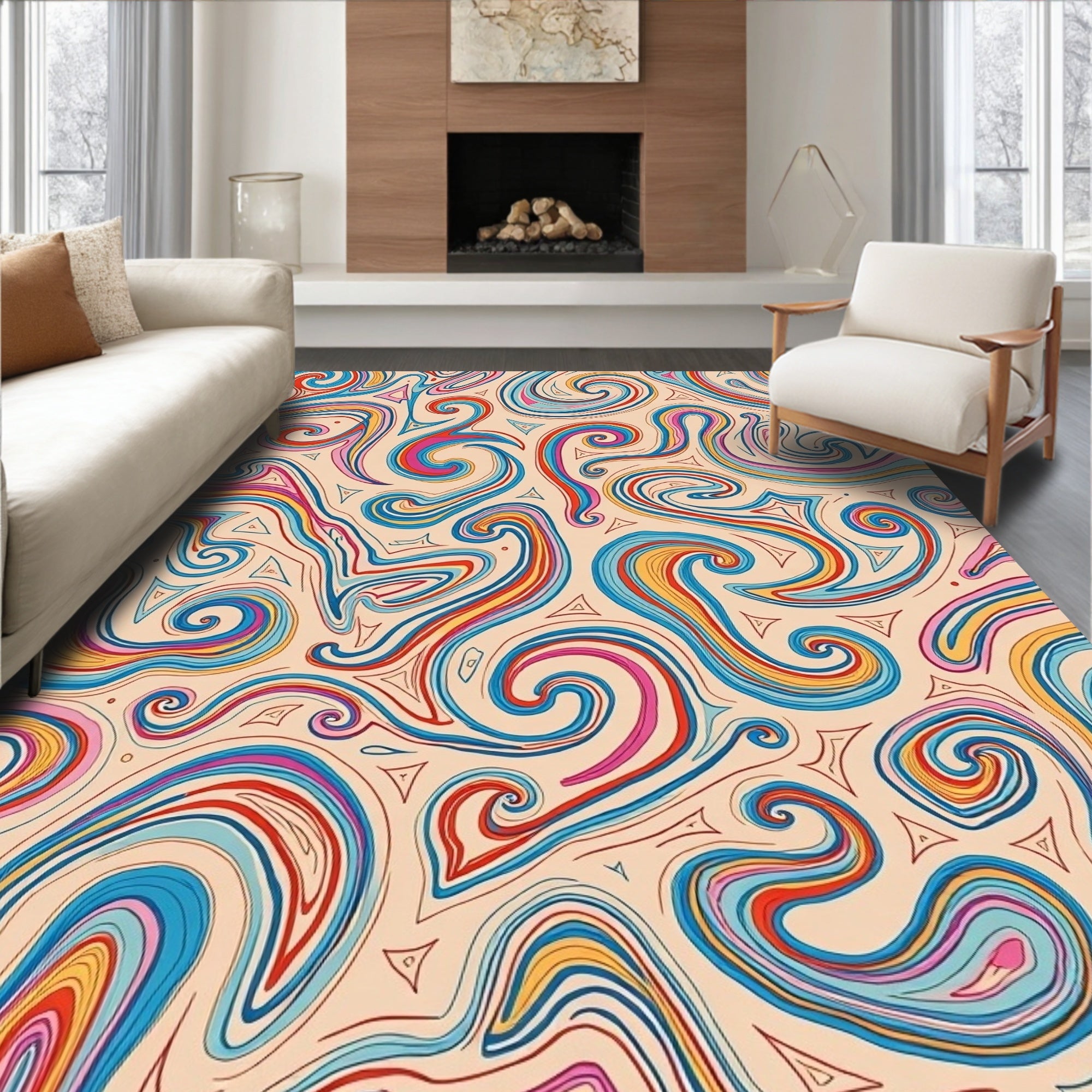 Colorful Swirl Abstract Pattern Rug