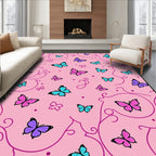 Pink Butterfly Swirl Pattern Rug