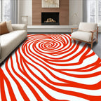 Abstract Red Swirling Lines Rug