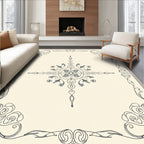 Ornate Floral Scrollwork Cream Rug