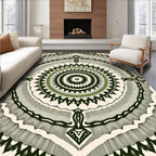 Intricate Teal Green Mandala Pattern Rug