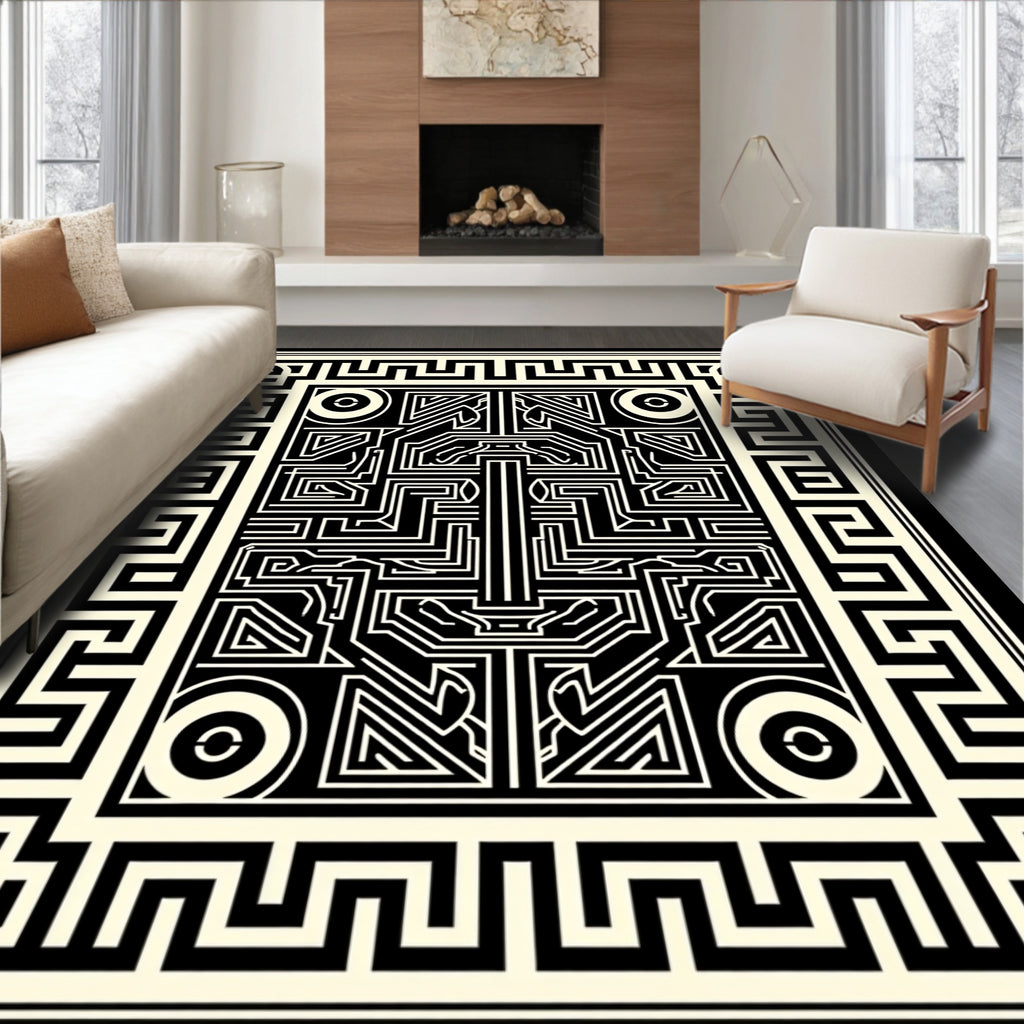 Bold Graphic Maze Design Rug