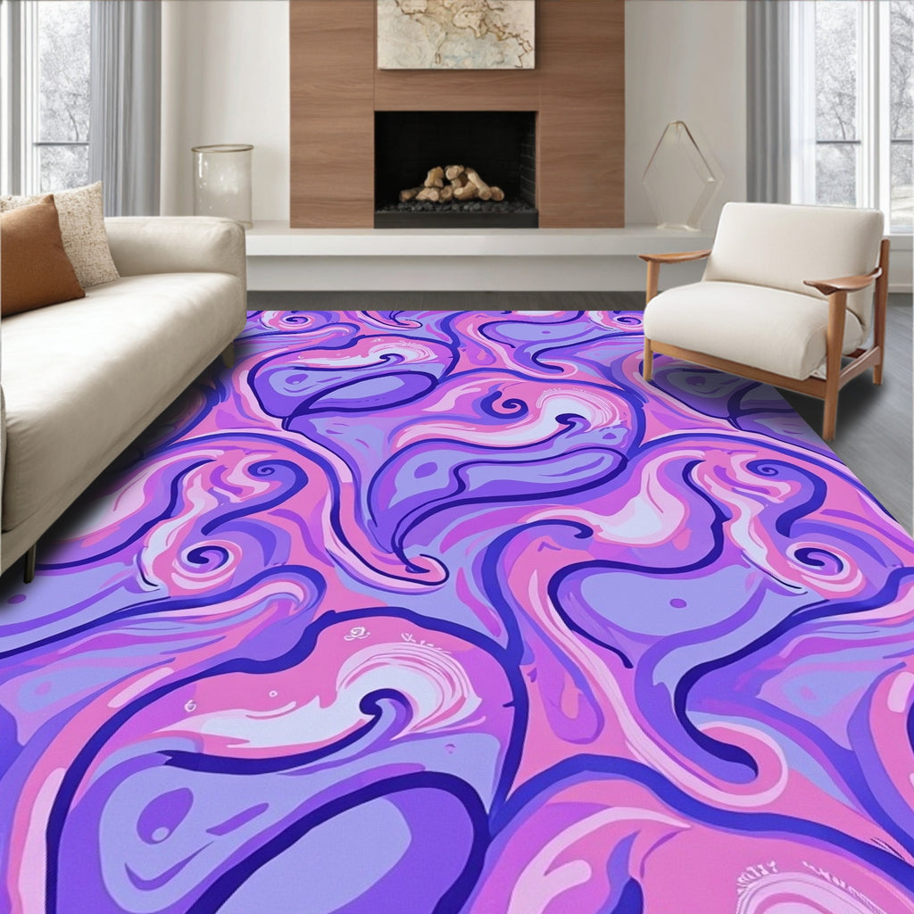 Swirling Abstract Lavender Pink Design Rug