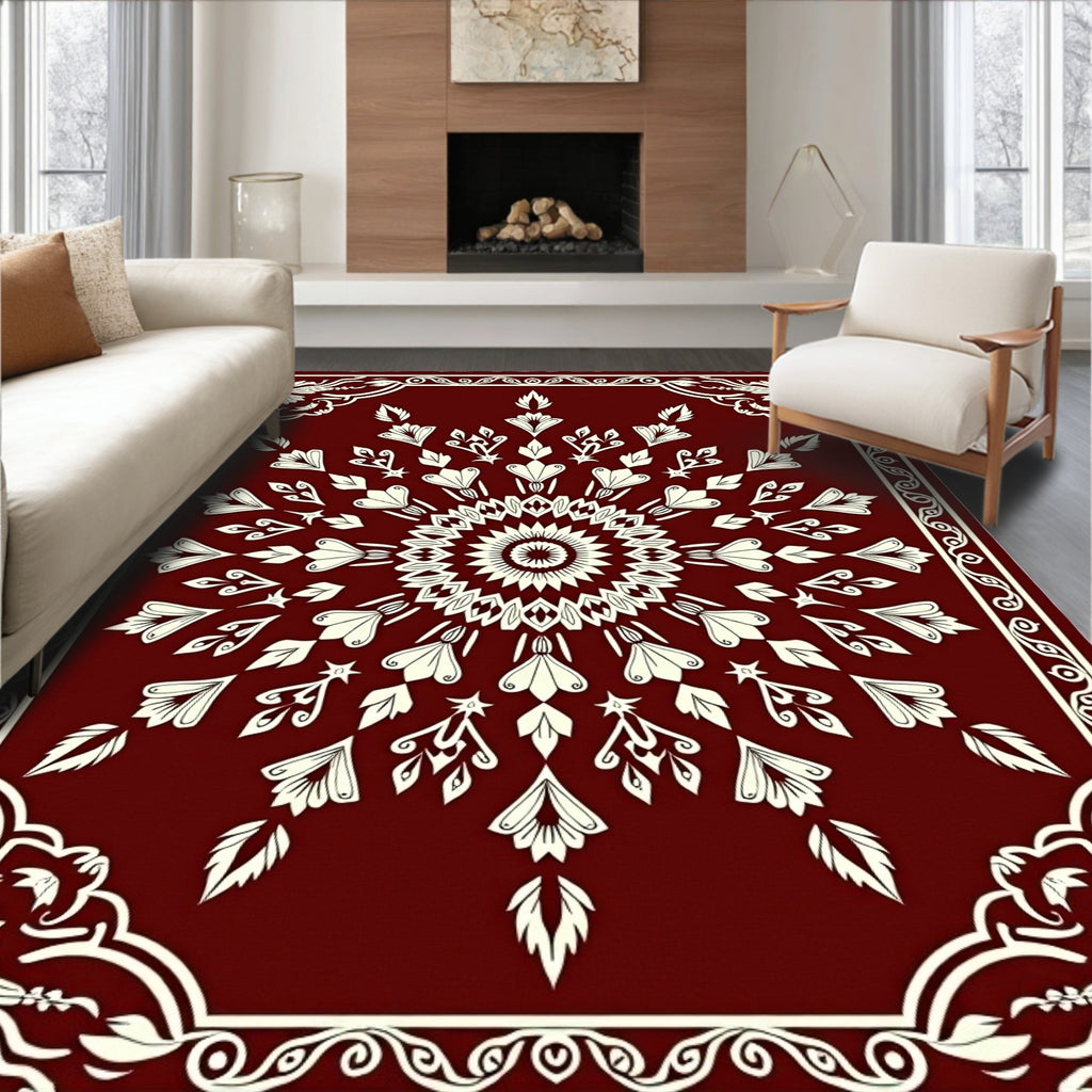 Elegant Floral Mandala Pattern Rug