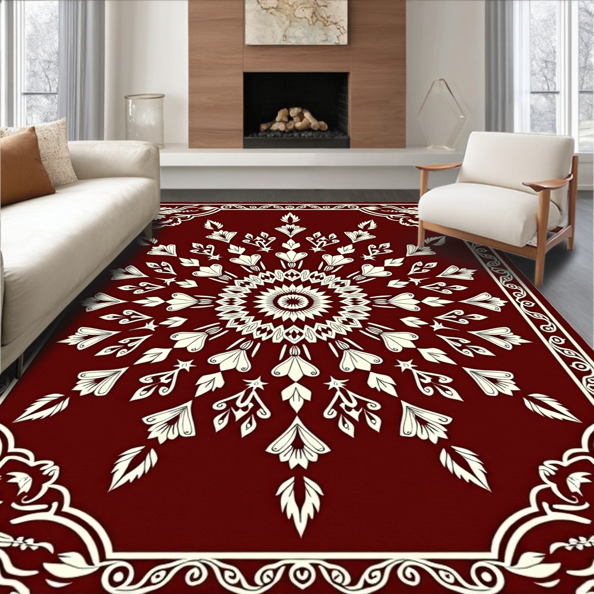 Elegant Floral Mandala Pattern Rug