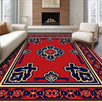 Red Floral Vine Traditional Rug