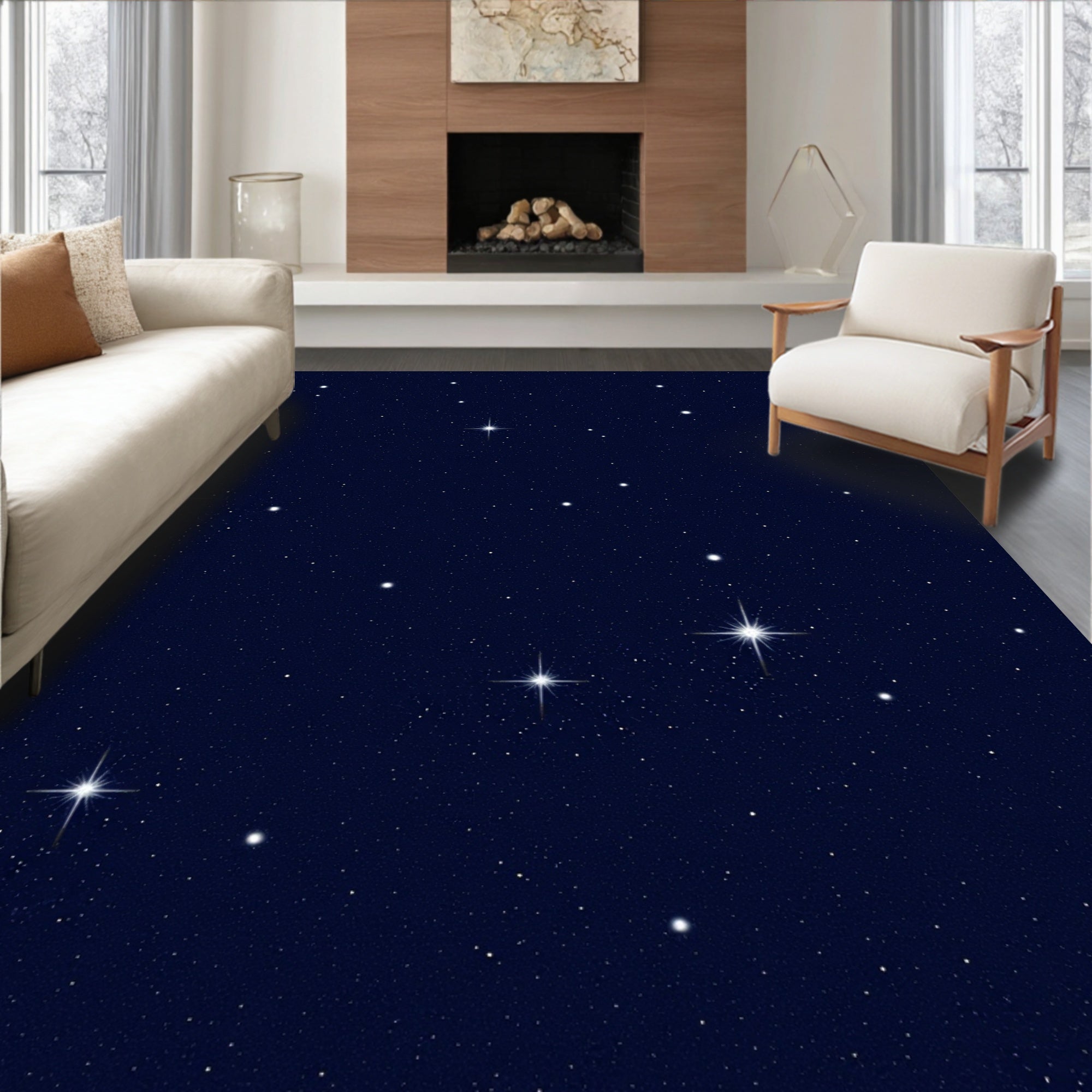 Night Sky Star Pattern Rug
