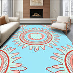Aqua Sunburst Geometric Pattern Rug