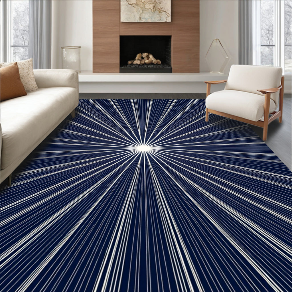 Radiant Sunburst Geometric Pattern Rug