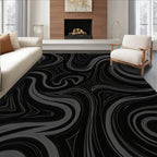 Dark Flowing Swirl Abstract Rug