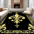 Ornate Black Gold Fleur-De-Lis Rug