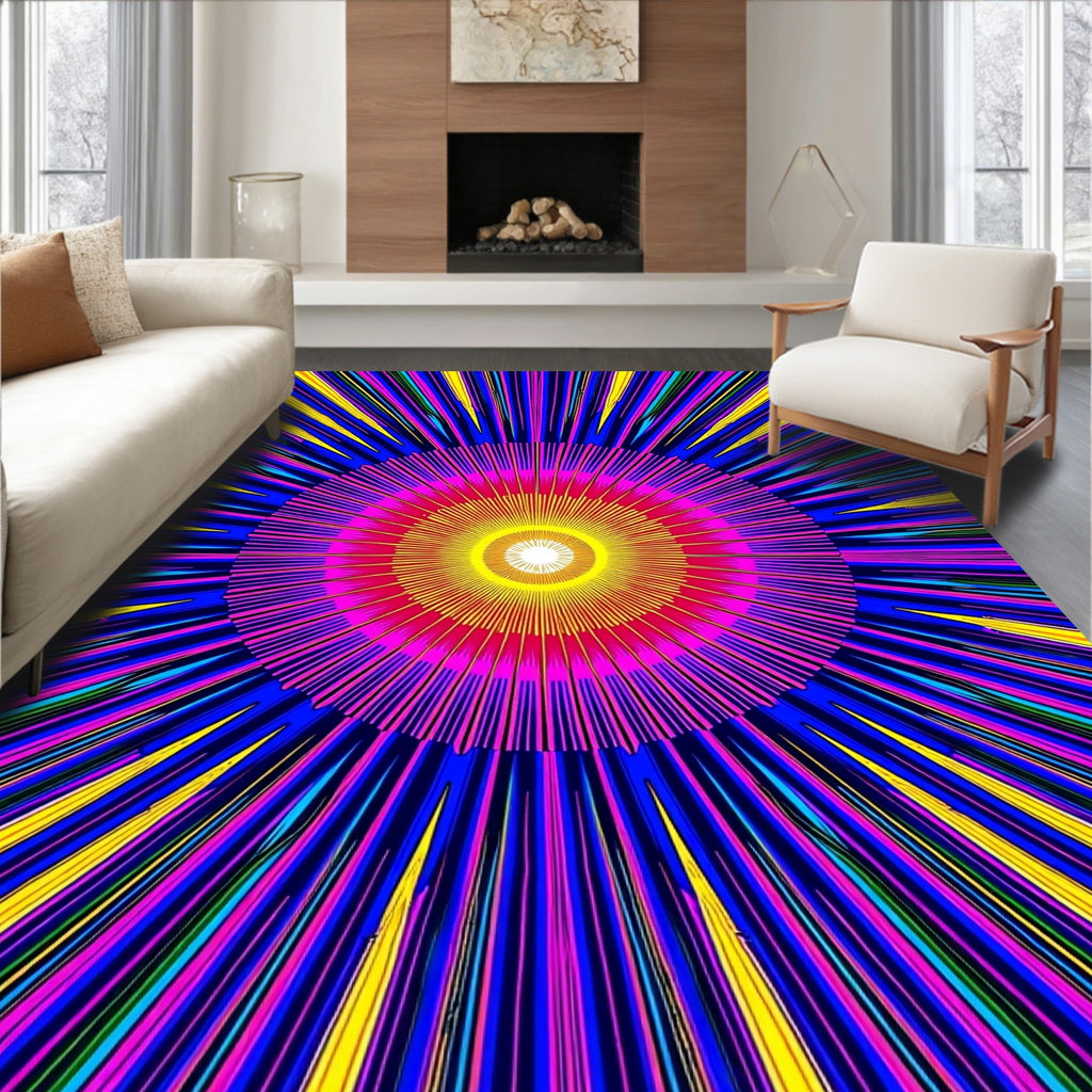 Radiating Sunburst Pattern Rug