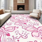 Pink Floral Swirls Design Rug