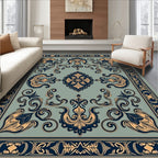 Ornate Scrollwork Floral Pattern Design Rug