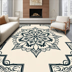 Monochromatic Floral Mandala Pattern Rug