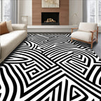 Monochromatic Angular Maze Pattern Rug