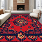 Red Bold Mandala Patterned Rug